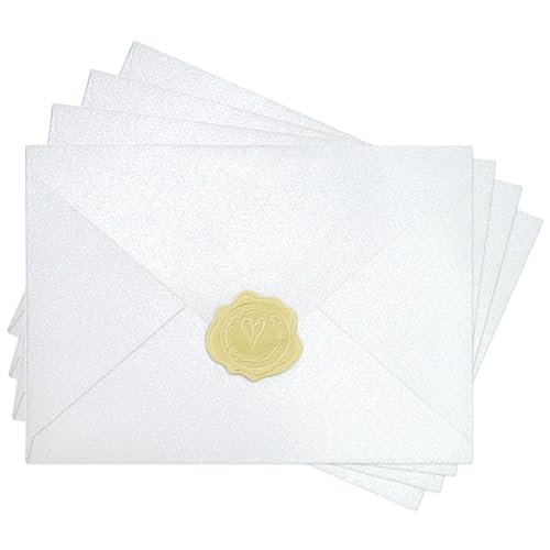 50 PCS Pearl white 4x6 Envelopes for Invitations, A4 Wedding Envelopes | white Shimmer Envelopes for Invitation,Perfect for Wedding Invitation Cards,Birthday RSVP Invite,4.25 x 6.25 inches - color: White, size: 4x6