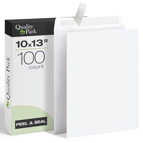 Quality Park 10 x 13 Catalog Envelopes, 100 Pack, Catalog-Style with Self Seal Closure, Heavyweight 28 lb Paper, Self Sealing Envelopes for Mailing, Filing and Organizing, White - color: White, size: 10 x 13 inches