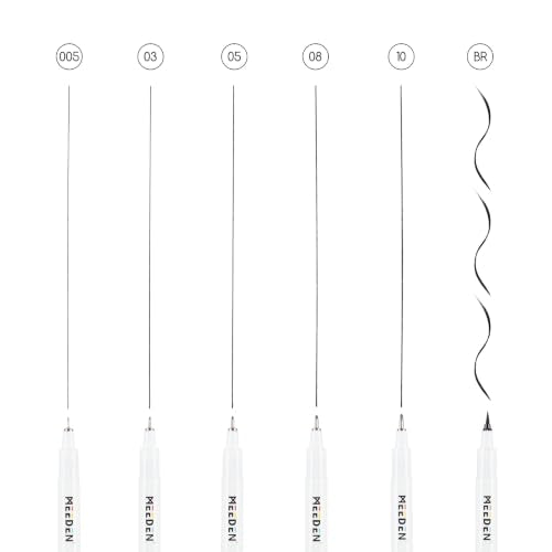 MEEDEN Micro Fineliner Drawing Pens: 6 Sizes, 0.05-3mm, Black Archival Ink | Waterproof ink for technical drawing, sketching, outlining, illustration, manga, and journaling - style: Multi-size (6 PCS)
