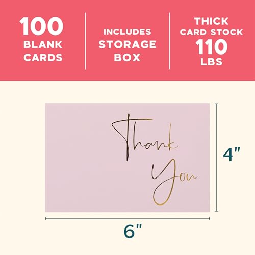 VNS Creations Thank You Cards With Envelopes - 100 Pack 4 x 6 Blank - Lilac - color: Burnished Lilac (Gold Foil), size: 100 Pack - 4" x 6" (Value Pack)