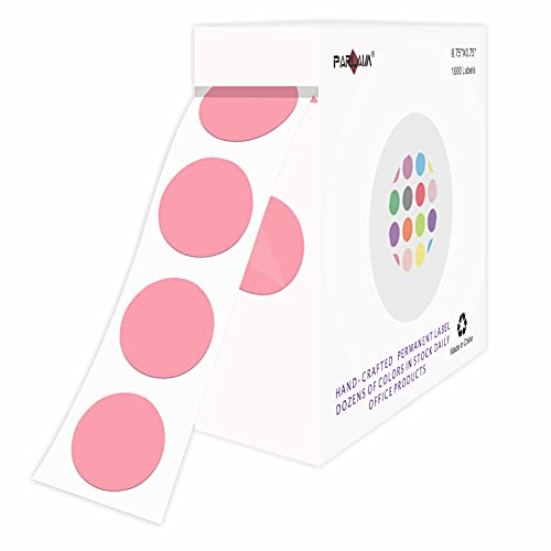 PARLAIM Pink 0.75 inch Round Color Coding Circle Dots Label in Box 1000pcs - color: Pink, size: 1 Roll-1000PCS