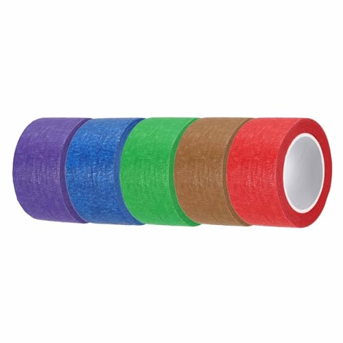 HARFINGTON 5pcs 1-3/16" x 11 Yard Colored Masking Tape Universal Crepe Paper Colorful Masking Painter Tape for Art Drawing DIY Handcraft Sealing, Dark Blue Dark Green Red Purple Brown - color: Dark Blue Dark Green Red Purple Brown, size: 1-3/16" x 11 Yard