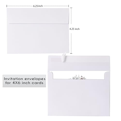 70 Packs A4 White Envelopes, 4 1/4 x 6 1/6 Size for Invitations, 120gsm White 4x6 Envelopes Self Seal for Weddings, Baby Shower, Photos, Postcards, Greeting Cards, Mailing - color: White, size: A4 4.25x6.25