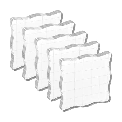 PATIKIL Acrylic Stamp Block, 5 Pack Stamping Block Square Shape with Grid Lines Decorative Mounting Blocks Set for Scrapbooking DIY Crafts Cards Making, 2.36" x 2.36" - size: 2.36" x 2.36"