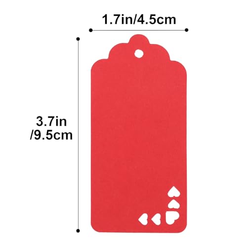 G2PLUS Red Gift Tag, 100PCS Hollow Heart Gift Tags, 1.8x3.7 in Blank Labeling Hanging Tag, Red Paper Tags with String for Present Wrapping, Valentines, Christmas, DIY Arts & Crafts - style: 5 Hollow Heart Red