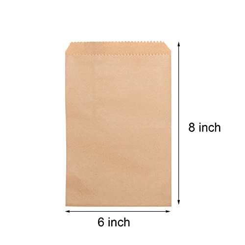 100-pack 6x8 Inches Natural Kraft Paper Bags for Bakery Cookies Treats Snacks Sandwiches Popcorn Small Gift bag - color: Brown-6x8 Inch
