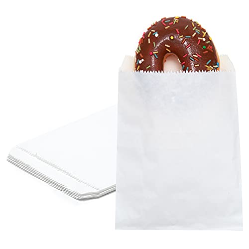 100-pack 5x7 Inches White Kraft Paper Bags for Bakery Cookies Treats Snacks Sandwiches Popcorn Small Gift bag - color: White-5x7 Inch