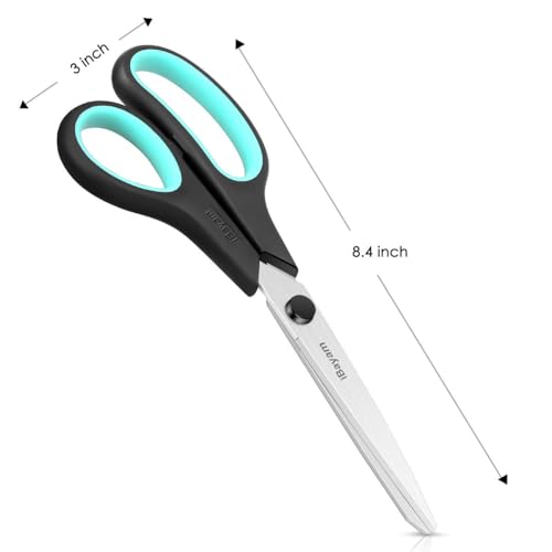 iBayam 8.5" Heavy Duty Scissors All Purpose for Office School Crafts Sewing | 3-Pack, Ultra-Sharp 2.5mm Stainless Blades, Comfort Grip Handles, Left & Right Handed – Teacher Desk & Classroom Must-Have - color: Red, Green, Blue, size: 3-Pack