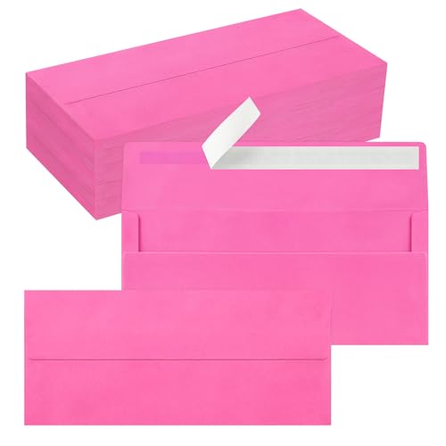 100 Pack #10 Hot Pink Envelopes Letter Size Self Seal Business Envelopes | Security Mailing Envelopes, 4 1/8 x 9 1/2 Inches - color: Hot Pink, size: 100 Pack