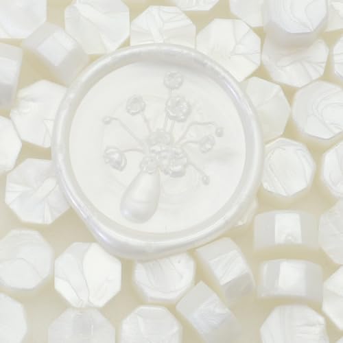 Sealing Wax Beads Pearl White WaxSeal Beads, 600Pcs White WaxSealing Beads for Wax Seal Stamp, WaxSeal Beads Kit Perfect for Wedding Invitations, Christmas Envelopes (Pearl White) - color: Pearl White