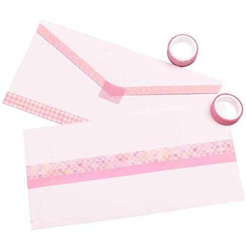 12 Rolls Washi Tape Set,Decorative Plaid Pattern Washi Masking Tape - color: Pink