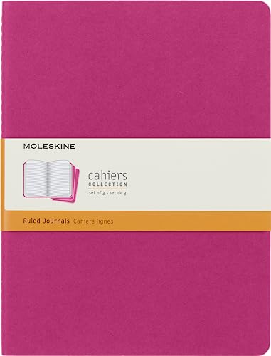 Moleskine Cahier Journal, Soft Cover, Large (5" x 8.25") Ruled/Lined, Black, 80 Pages (Set of 3)