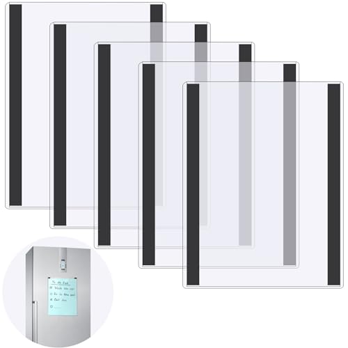 5 Pcs 8.5'' x 11'' Rigid Magnetic Sign Holders - Clear Plastic Document Frames with Magnet Borders for Letter Size Posters - Perfect for Home, Office, and Store Displays - color: 5Pcs