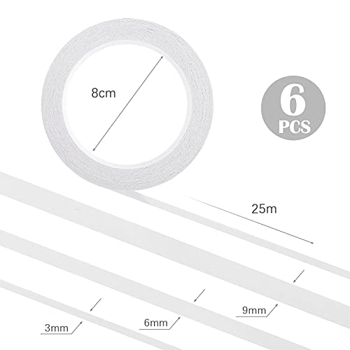 6 Rolls Double Sided Tape for Crafts, 3 Sizes - 1/8 In, 1/4 In, 3/8 In | Two Sided Sticky Adhesive Tape Thin for Scrapbooking, 82Ft Per Roll - size: 1/8 In, 1/4 In, 3/8 In