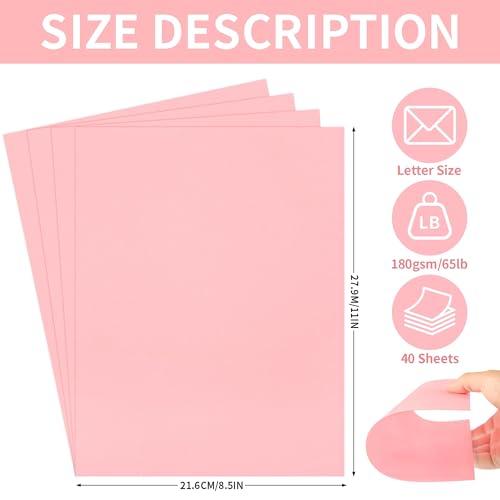 40 Sheets Romantic Pink Cardstock 180gsm Construction Paper 8.5"x11" - color: Romantic Pink, size: Letter Size [40 Sheets]