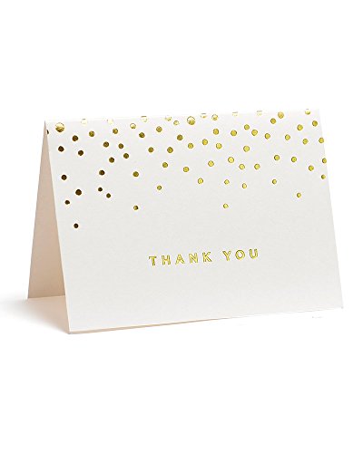 Gartner Studios Gold Foil Dots Thank You Cards, Ivory and Gold Foil Blank Thank You Notes, 3.5” x 5”, Set of 50 Blank Notecards with Envelopes (13745) | Say thanks with classic gold foil dots on ivory cardstock. 50 blank notes with 50 envelopes, ready to