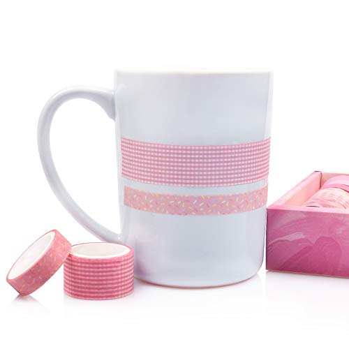 12 Rolls Washi Tape Set,Decorative Plaid Pattern Washi Masking Tape - color: Pink