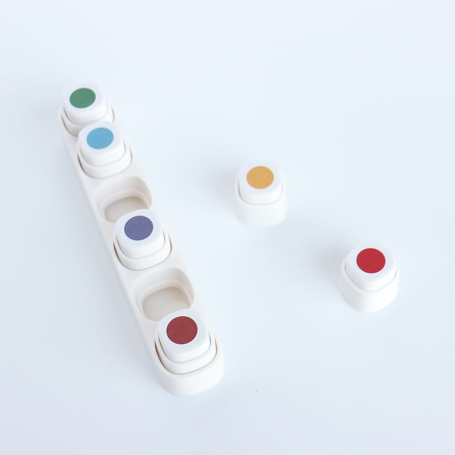 Mini Dot Stamp Set – 6-in-1 Pre-Inked Stamp Kit with Multi Color Ink for Office Planner Teacher Rating Stamp- Crafts, Journals, Scrapbooking – 0.2" Impression Size - color: White