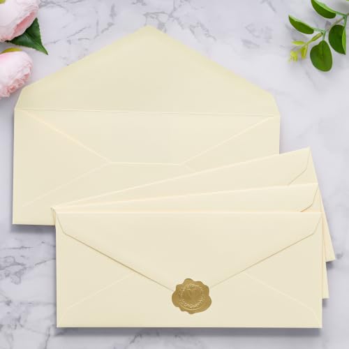 PONATIA 50 Pack #10 Business Envelopes, Cream 4.13 x 9.49'' Envelopes - color: Cream