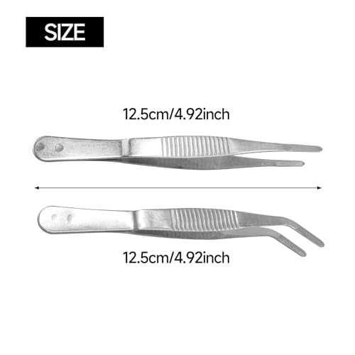 4-Pack 5 Inch Straight and Curved Stainless Steel Tweezers - size: 5inch Straight and Curved Tip