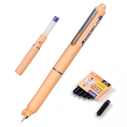 WRITECH Clictek Retractable Fountain Pen: Fine Black Ink with 5 Cartridges - color: Multicolor