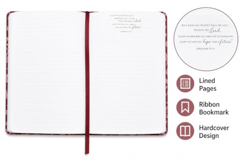 Eccolo Christian Journal Notebook Hardcover Lay Flat 192 Ivory Lined Pages - color: Rouge, size: 6X8