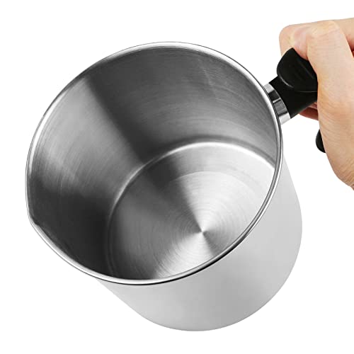 Teqooza Stainless Steel Candle Making Pouring Pot,2 Pounds Capacity Cup,Double Boiler Wax Melting Pot,Dripless Pouring Spout & Heat-Resisting Handle, Silver