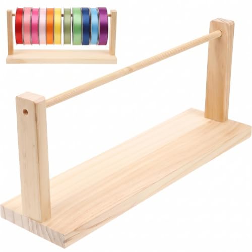 jojofuny Wooden Ribbon Organizer Single Tier Rack Storage Holder