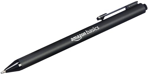 Amazon Basics Retractable Ballpoint Pens with Comfortable Grip for Smooth Writing, Black, Note-Taking, Office and School Supplies, 12-Pack - color: Black