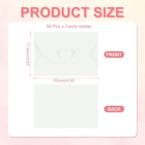 PATIKIL Mini Card Envelopes 4"x2.8", Cute Cards Holder with Heart Clasp for Birthday Weddings Favors Business Greeting Cards (White, Pack of 50) - color: White