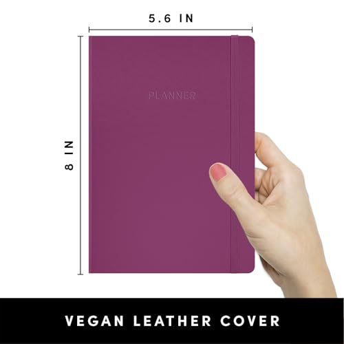 PAPERAGE Undated Weekly & Monthly Hardcover Planner (Raspberry), 5.6 in x 8 in, Includes Lined Note Pages & 2 Sticker Sheets - color: Raspberry, style: Casebound