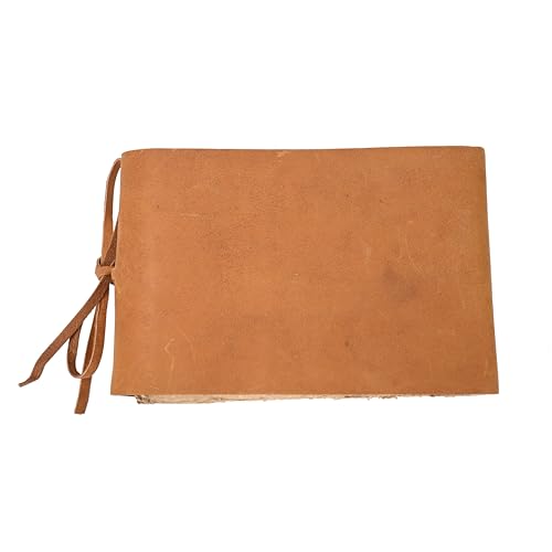 RusticVintage Leather Drawing Journal Daily Travel Leather Diary, Antique Handmade Vintage Bound Rustic Writing Notebook Quality Unlined Blank Antique Paper Art Sketchbook 7x10 Inches (Camel Brown)