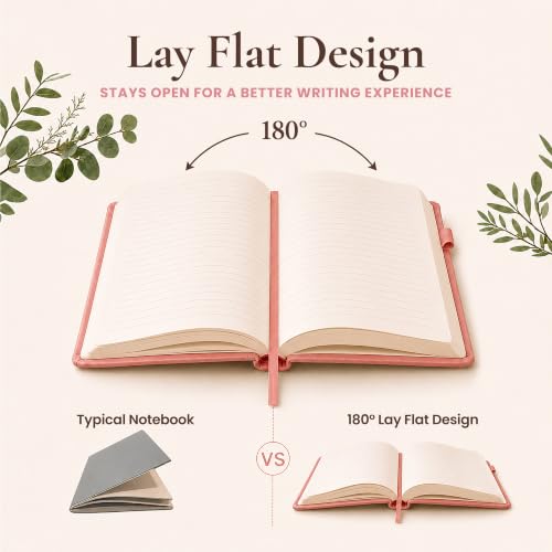 Lined Journal Notebook Hardcover Leather Bound 200 Pages A4 Pink Cute Diary - color: Pink, size: A4 200 Pages