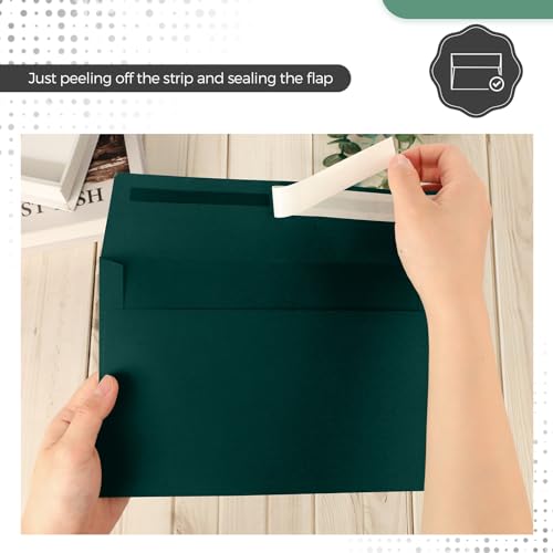 Harloon 100Pcs A9 Invitation Envelopes, Greeting Card Envelopes, Dark Green - color: Dark Green