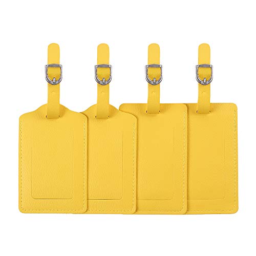 Vigorport Luggage Tags, Leather Personalized Suitcase Tag Set of 4 Pack - color: Yellow