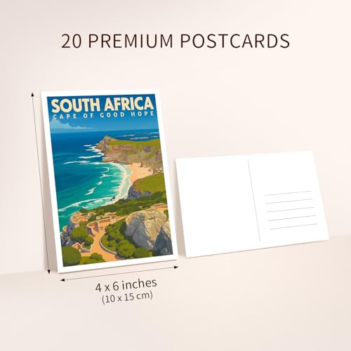 Vintage Travel Postcards from Around the World, Africa Travel Postcards 20 Pack Same Design 4x6 Inch, Retro Scenic Postcard Set Bulk for Mailing, Postcard Exchange, Scrapbooking (South Africa - Cape of Good Hope) - color: South Africa - Cape of Good Hope