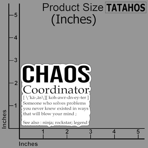 (3Pcs) Chaos Coordinator Vinyl Sticker Set – Funny Inspirational Stickers for Laptops, Water Bottles, Planners, Notebooks – Durable Waterproof Stickers for Teachers, Moms, Office Workers 3"x2.8"