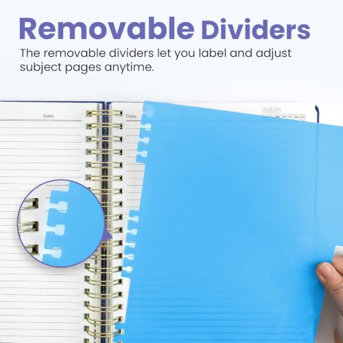 Taja Cute Large Spiral Lined Notebook for Work with 5 Removable Dividers - color: Z - Astral Meadow
