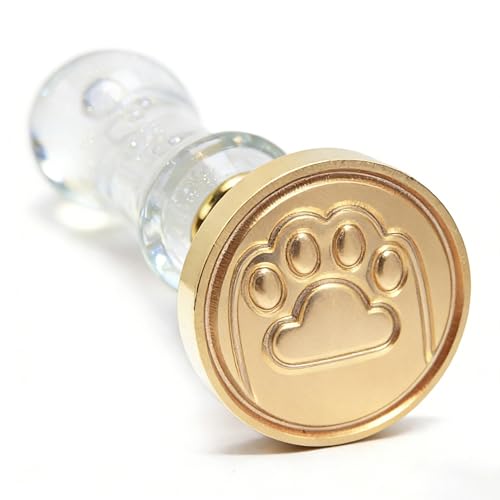 LANKIN Cat Paw Wax Seal Stamp, Animal Theme; 25mm Brass Head | White Bubble Handle Wax Stamp for Wedding Invitations, Birthday Cards, Envelopes, Gift Wrapping - color: Cat Paw