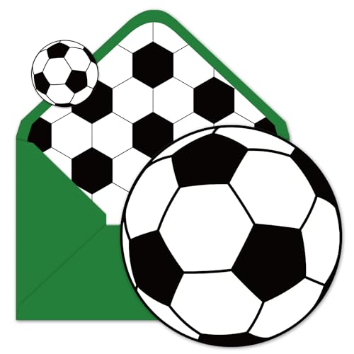Whaline 24 Pack Soccer Greeting Cards Sports Ball Blank Note Cards with Envelopes Stickers for Sports Theme Game Day Birthday Party Supplies - style: Soccer