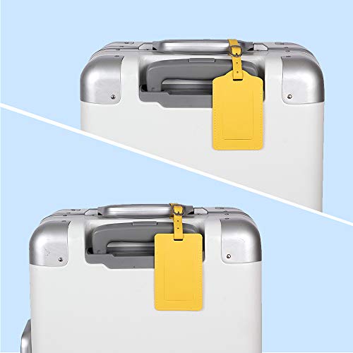 Vigorport Luggage Tags, Leather Personalized Suitcase Tag Set of 4 Pack - color: Yellow