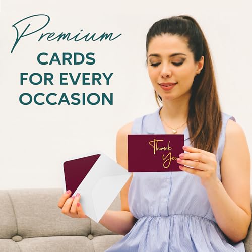 VNS Creations Thank You Cards With Envelopes - 100 Pack 4 x 6 Blank - Wine - color: Wine (Gold Foil), size: 100 Pack - 4" x 6" (Value Pack)