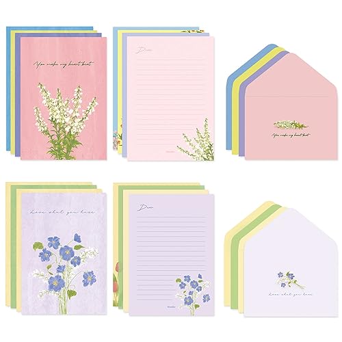 Monolike Olivia's Flowers Letter Paper and Envelopes Set - 8Type, 32 Letter Paper + 16 Envelopes - color: Olivia's Flowers