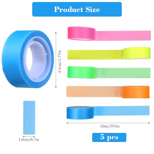 5 Rolls Colored Transparent Marking Sticker 0.7inch X 32ft Highlighter Tapes Removable Fluorescent Tapes PET Highlighter Tape Annotation Supplies for Reading Home Office