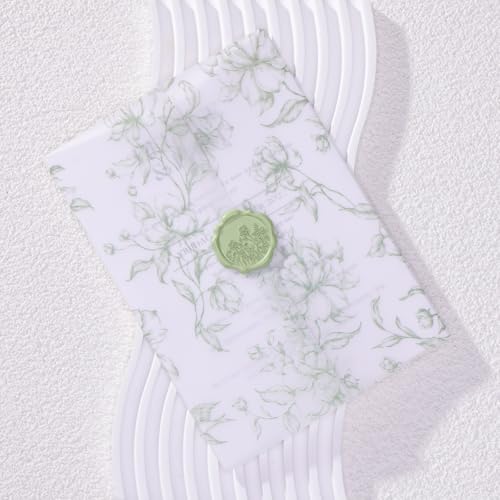 UNIQOOO Wildflower Wax Seal Stickers - Floral Wedding Invitation Envelope Seal Sticker, 50 Pcs Self- Adhesive Sage Green Field of Flowers Stickers, Perfect for Christmas, Gift Wrapping - color: Wildflower, Sage Green
