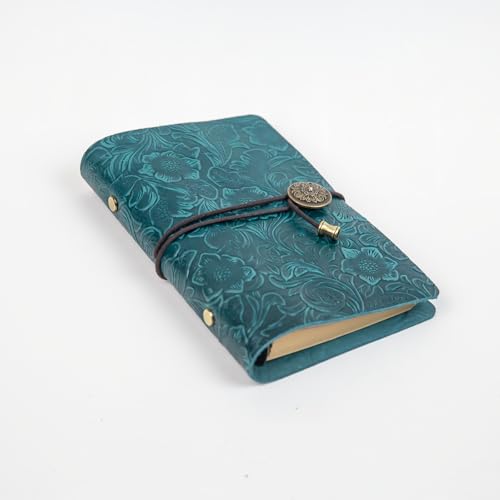 Refillable Leather Journal, Travelers Notebook Cover A6, Blue - color: Blue