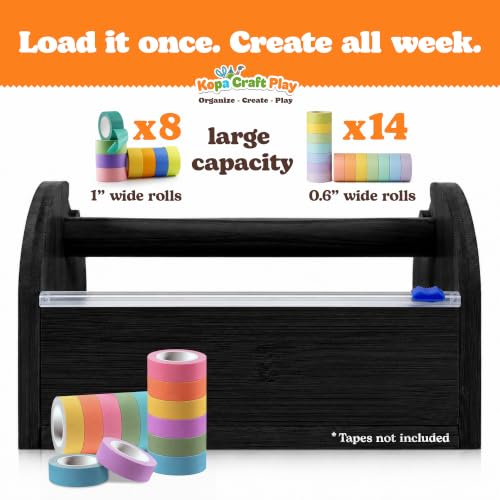 Kopa Craft Play Bamboo Kids Tape Dispenser & Washi Tape Organizer - Black - color: Black