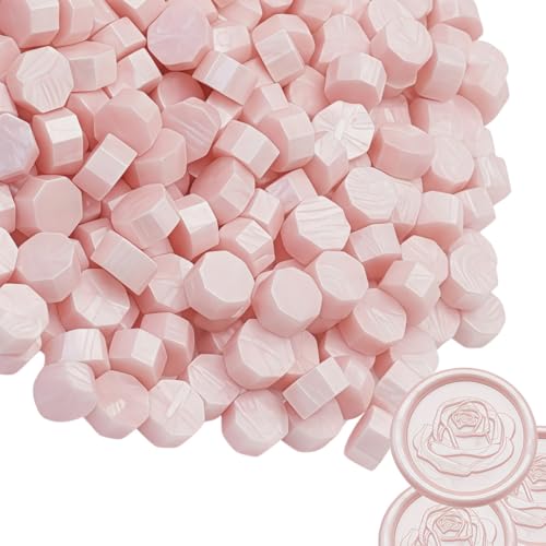 400pcs Light Pink Wax Seal Beads Premium Sealing Wax Beads, Octagon Seal Stamp Pellets Refill Pack for Wedding Invitations Sealing Stamp Bead Xmas Gift Wrapping & Bridal Crafts (Light Pink) - color: LIGHT PINK