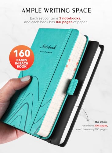 AISBUGUR Pocket Notebook 3.7" x 5.7" Small Notebook 2 Pack, Turquoise Wave - color: Turquoise, size: 2 Pack