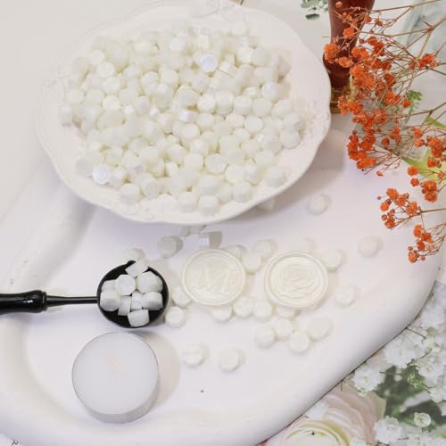 Sealing Wax Beads Pearl White WaxSeal Beads, 600Pcs White WaxSealing Beads for Wax Seal Stamp, WaxSeal Beads Kit Perfect for Wedding Invitations, Christmas Envelopes (Pearl White) - color: Pearl White